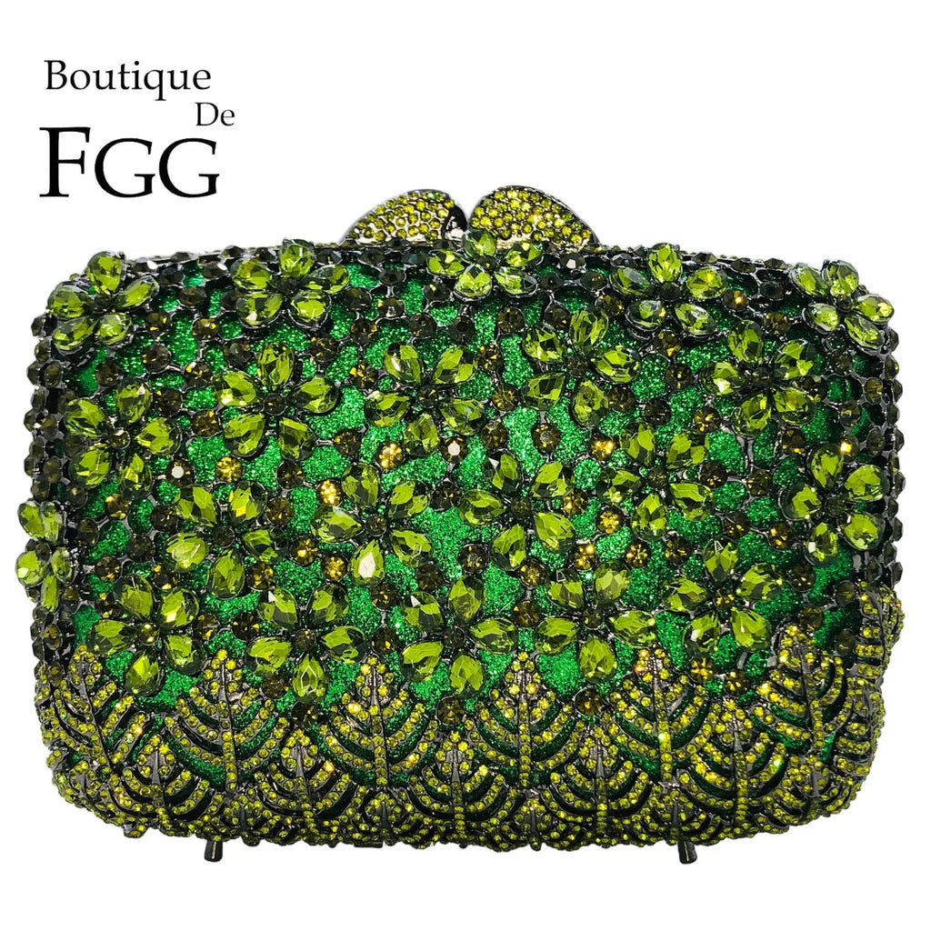 Boutique De FGG Rhinestone Clutch Purses for Women Evening Bags Elegant Crystal Clutch Purse Wedding Party Handbags and Purses