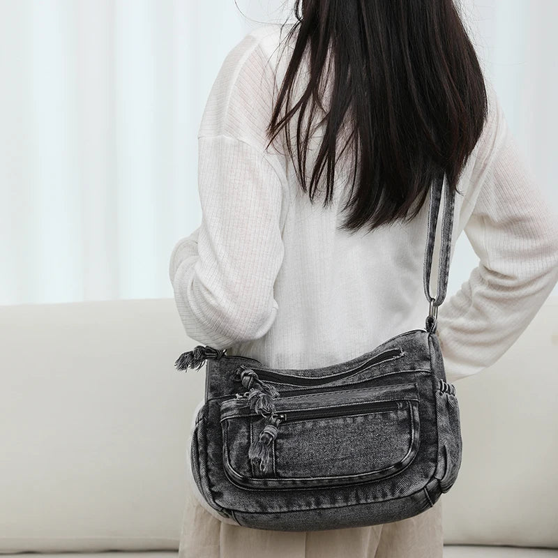 Women Bag Top Selling Denim Vintage Messenger Bag Retro Jeans Tote Large Capacity Woman Casual Fashion Shoulder Bag New Handbag