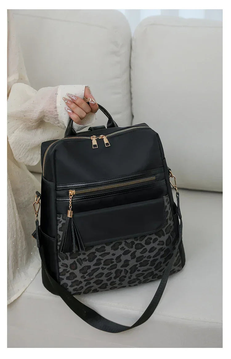 Fashion Oxford Leopard Print Women's Crossbody Bag 2026 New Large Capacity Backpack Hot Selling Casual Shoulder Bag Bolso Mujer