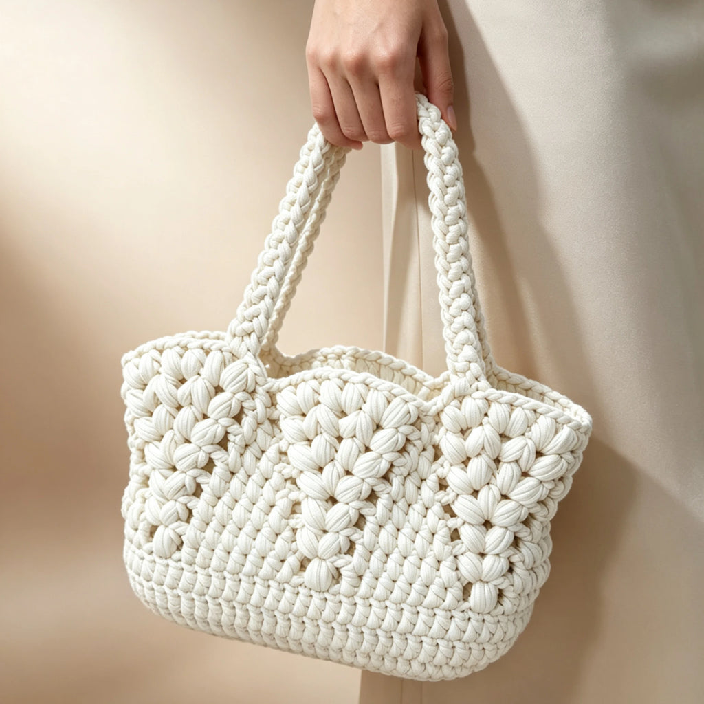Women's Handbag, Purely Handmade Woven Bag, Niche High-End Handmade Crochet Wooden Handbag, Vintage Fan-Shaped Hollow Woven Underarm Bag, Holiday Style Large-Capacity Shoulder and Crossbody Bag, Gentle Forest-Style Design wit