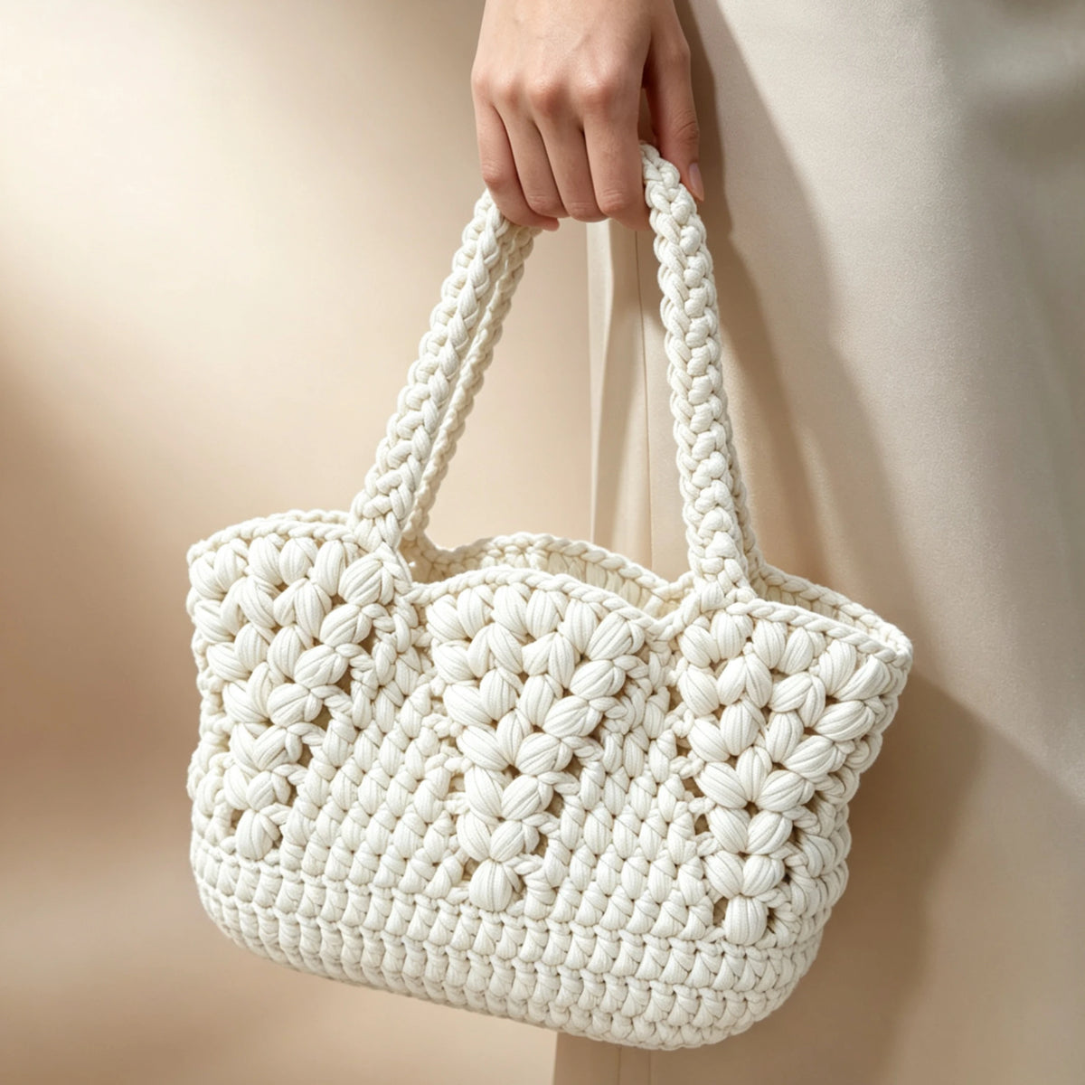 Women's Handbag, Purely Handmade Woven Bag, Niche High-End Handmade Crochet Wooden Handbag, Vintage Fan-Shaped Hollow Woven Underarm Bag, Holiday Style Large-Capacity Shoulder and Crossbody Bag, Gentle Forest-Style Design wit