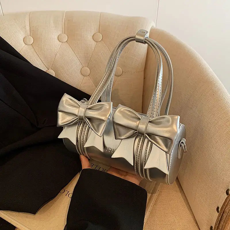 Niche Bow Bag Women's New Shoulder Underarm Bag Versatile Crossbody Portable Cylinder Exquisite Personality High Value Gorgeous