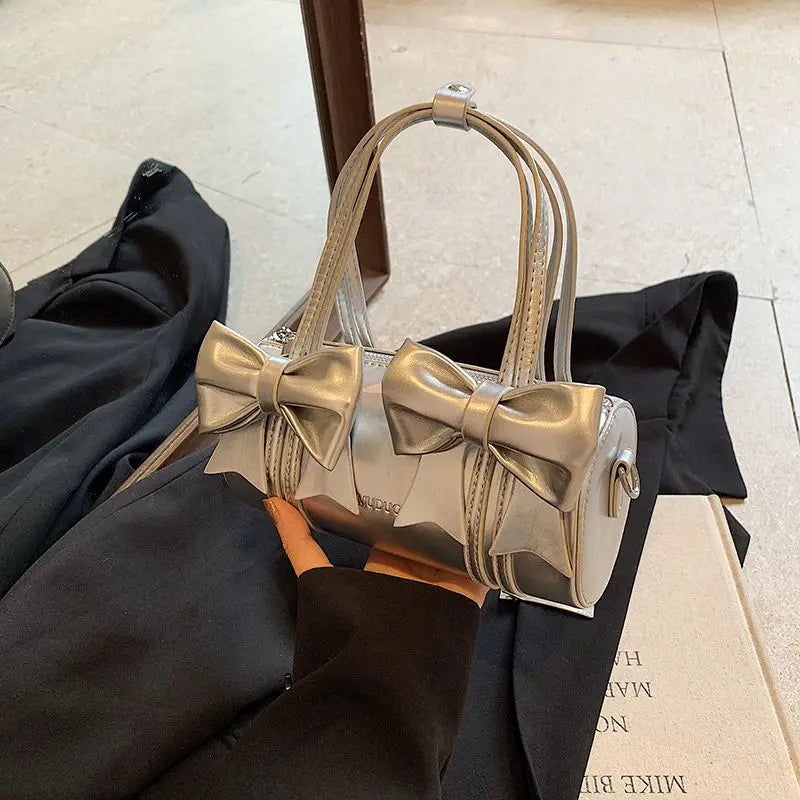 Niche Bow Bag Women's New Shoulder Underarm Bag Versatile Crossbody Portable Cylinder Exquisite Personality High Value Gorgeous