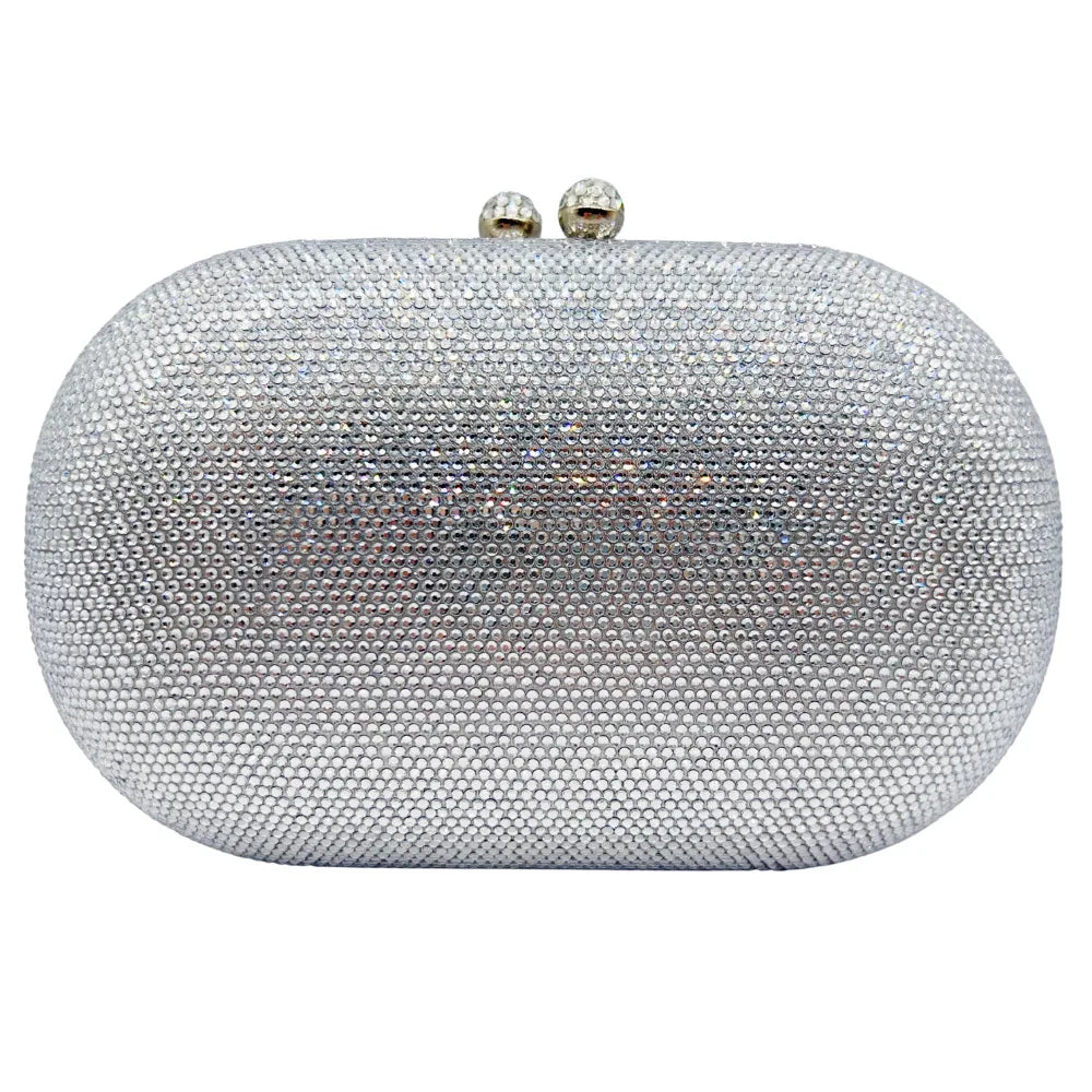Rhinestone Crystal Evening Clutch Bag Chain Strap Sparkly Handbag Women's Party Wedding Banquet Luxury