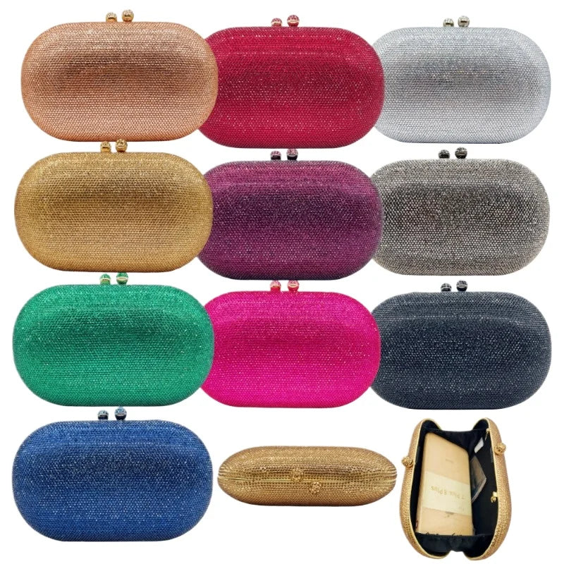 Rhinestone Crystal Evening Clutch Bag Chain Strap Sparkly Handbag Women's Party Wedding Banquet Luxury