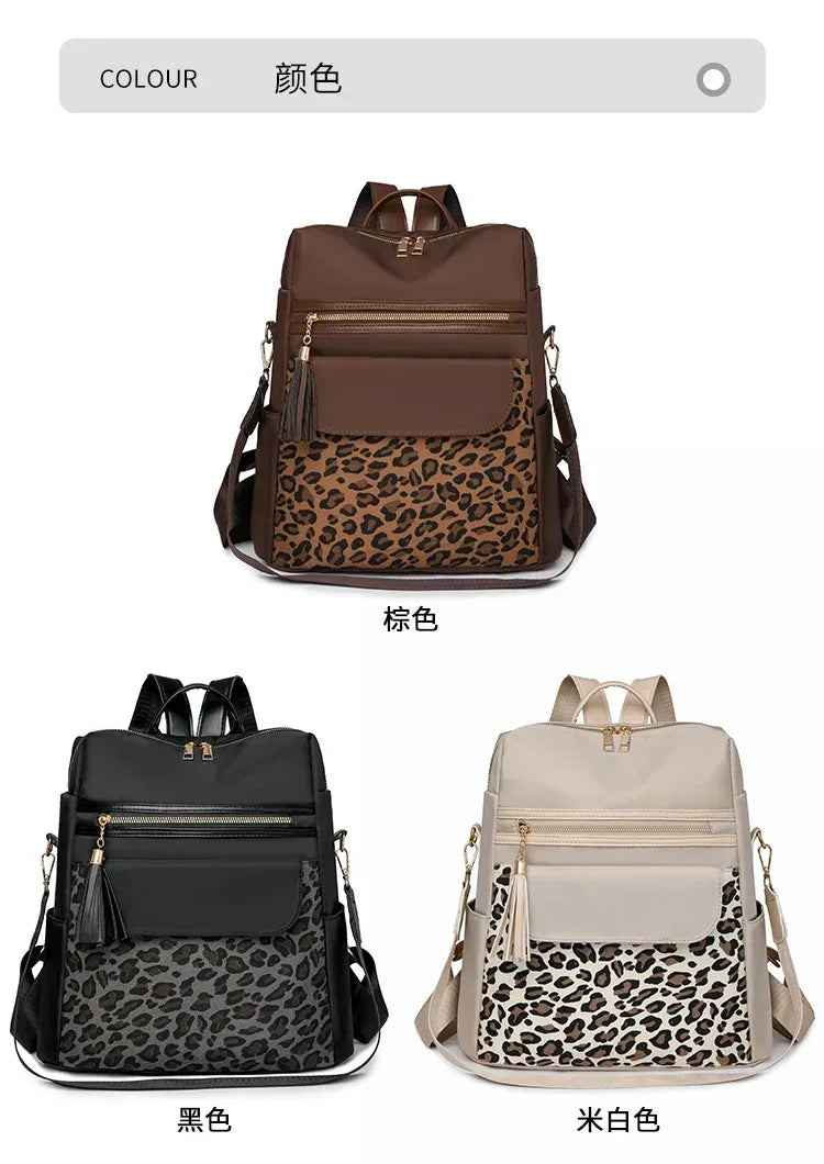 Fashion Oxford Leopard Print Women's Crossbody Bag 2026 New Large Capacity Backpack Hot Selling Casual Shoulder Bag Bolso Mujer