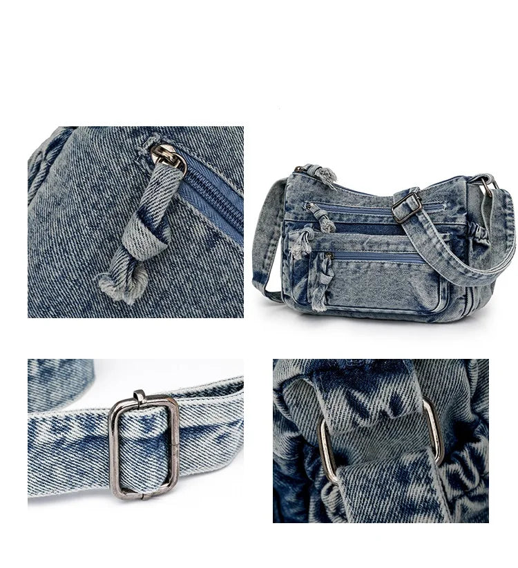 Women Bag Top Selling Denim Vintage Messenger Bag Retro Jeans Tote Large Capacity Woman Casual Fashion Shoulder Bag New Handbag