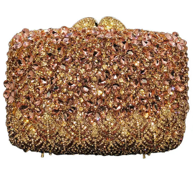 Boutique De FGG Rhinestone Clutch Purses for Women Evening Bags Elegant Crystal Clutch Purse Wedding Party Handbags and Purses