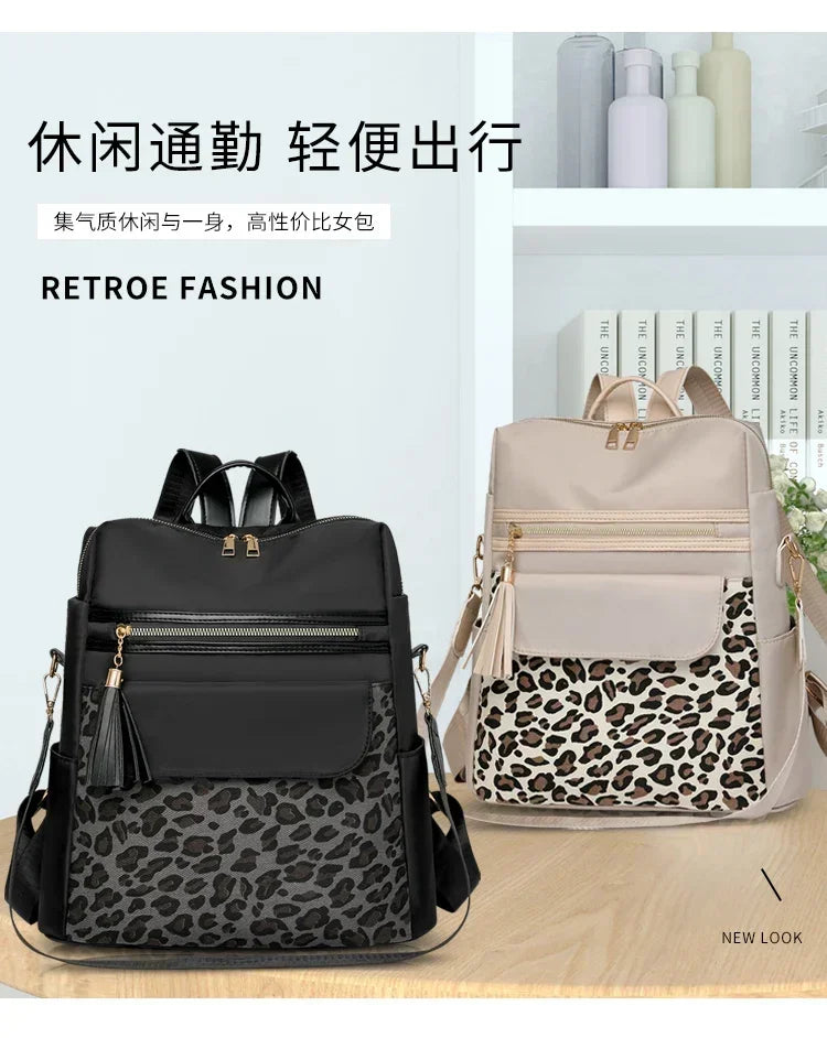 Fashion Oxford Leopard Print Women's Crossbody Bag 2026 New Large Capacity Backpack Hot Selling Casual Shoulder Bag Bolso Mujer
