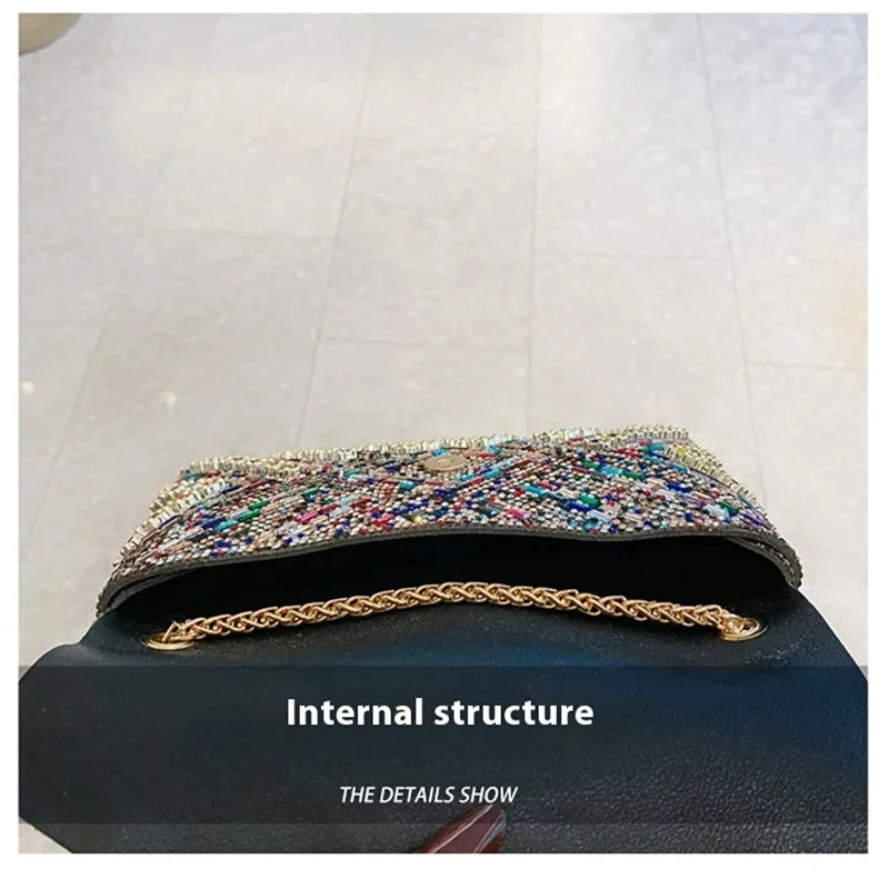 Rhinestone Evening Clutch Bag 2025 Diamond Women Banquet Party Wedding Fashion Messenger Purse Chain Small Shoulder Bag