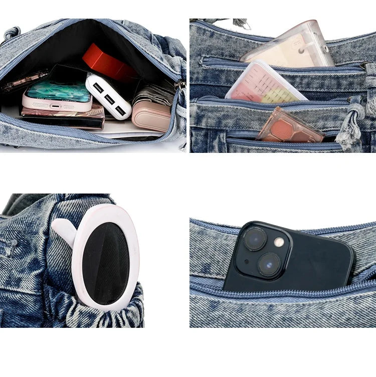 Women Bag Top Selling Denim Vintage Messenger Bag Retro Jeans Tote Large Capacity Woman Casual Fashion Shoulder Bag New Handbag