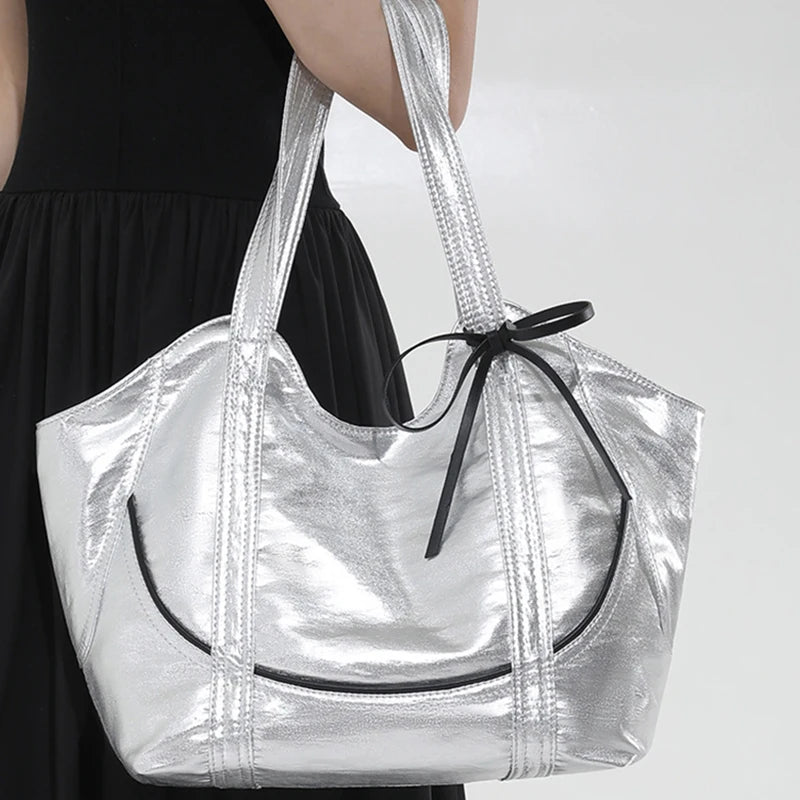 Bow Underarm Shoulder Bag,Women Lightweight Versatile Everyday Handbag,Designer Work Travel Shopping Tote Bag,Large Capacity